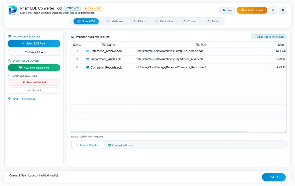 Step 01: Add EDB Files or Folder — EDB Converter Tool Interface Walkthrough