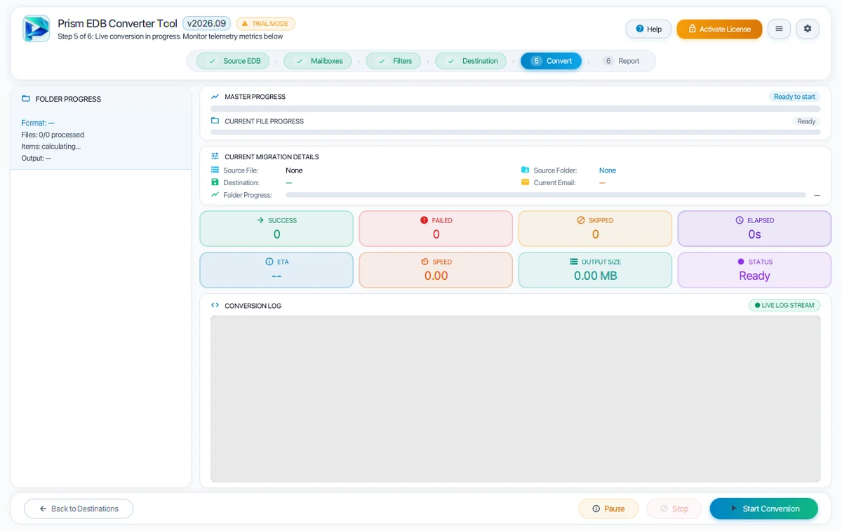 Step 05: Start Conversion — EDB Converter Tool Interface Walkthrough
