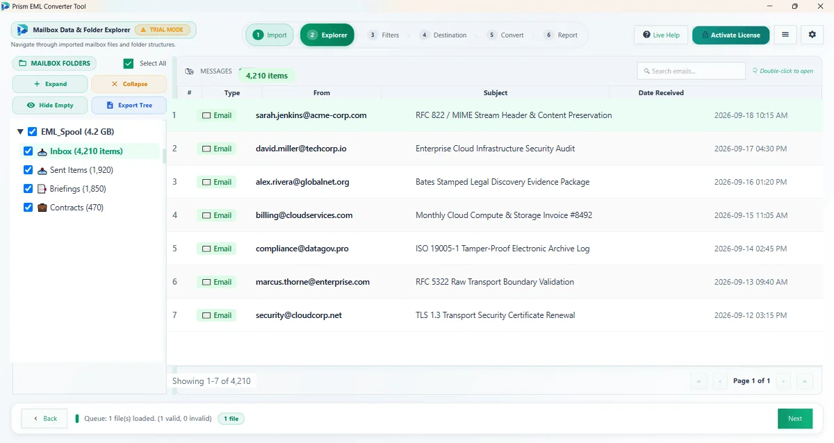 Step 02: Preview Folders & Emails — EML Converter Tool (2026 Enterprise Edition) Interface Walkthrough