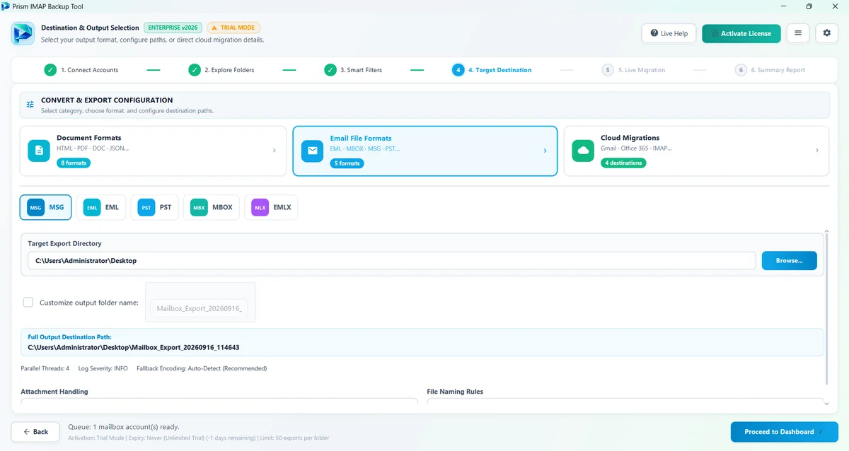 PST & MBOX Archive Containers Export Mode — IMAP Backup Tool