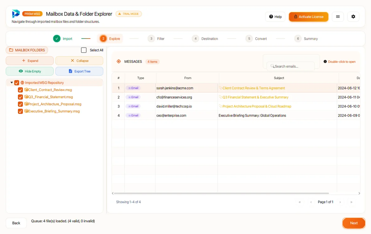Step 02: Preview Folders & Emails — MSG Converter Tool (2026 Enterprise Edition) Interface Walkthrough