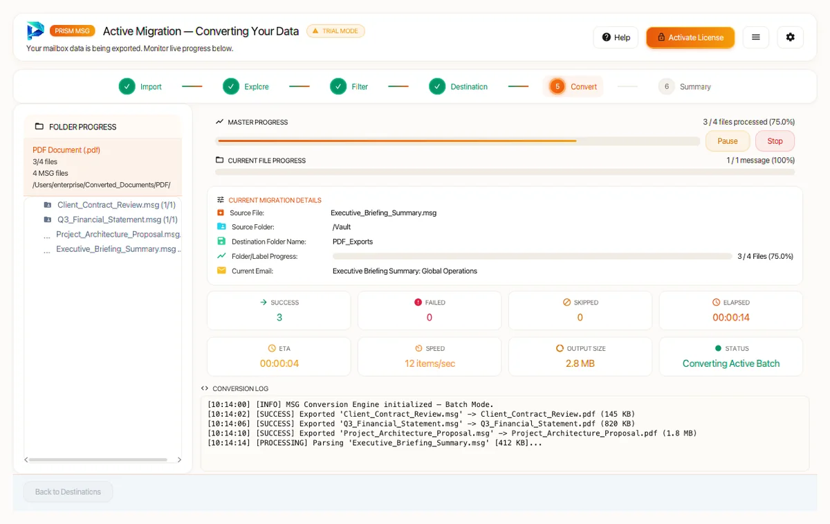 Step 05: Start Conversion — MSG Converter Tool (2026 Enterprise Edition) Interface Walkthrough