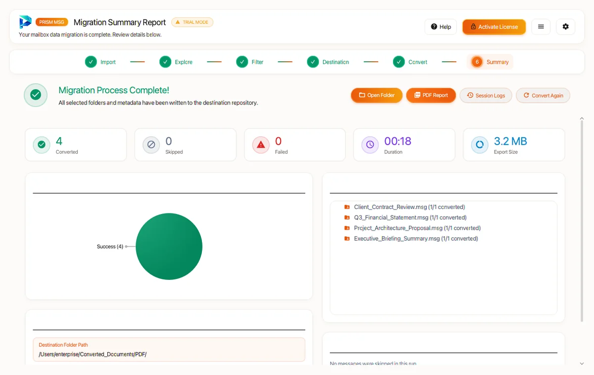 Step 06: Conversion Complete — MSG Converter Tool (2026 Enterprise Edition) Interface Walkthrough