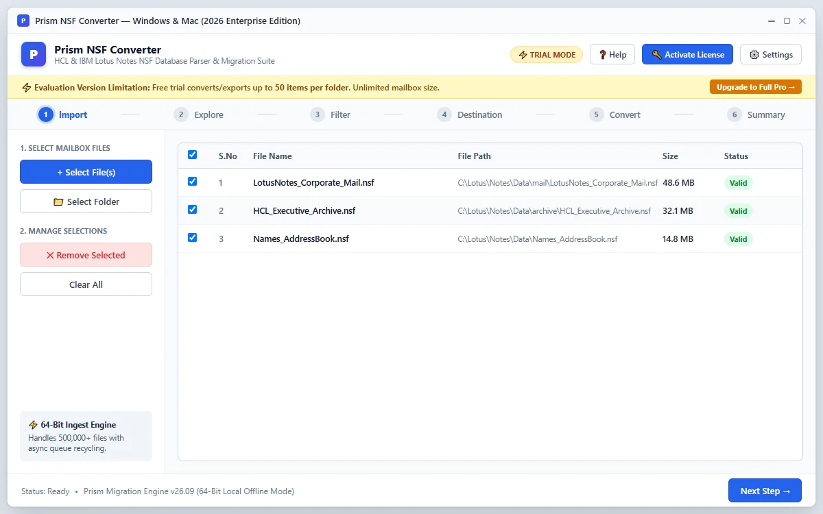 Step 01: Add NSF Files or Folder — NSF Converter Tool (2026 Enterprise Edition) Interface Walkthrough
