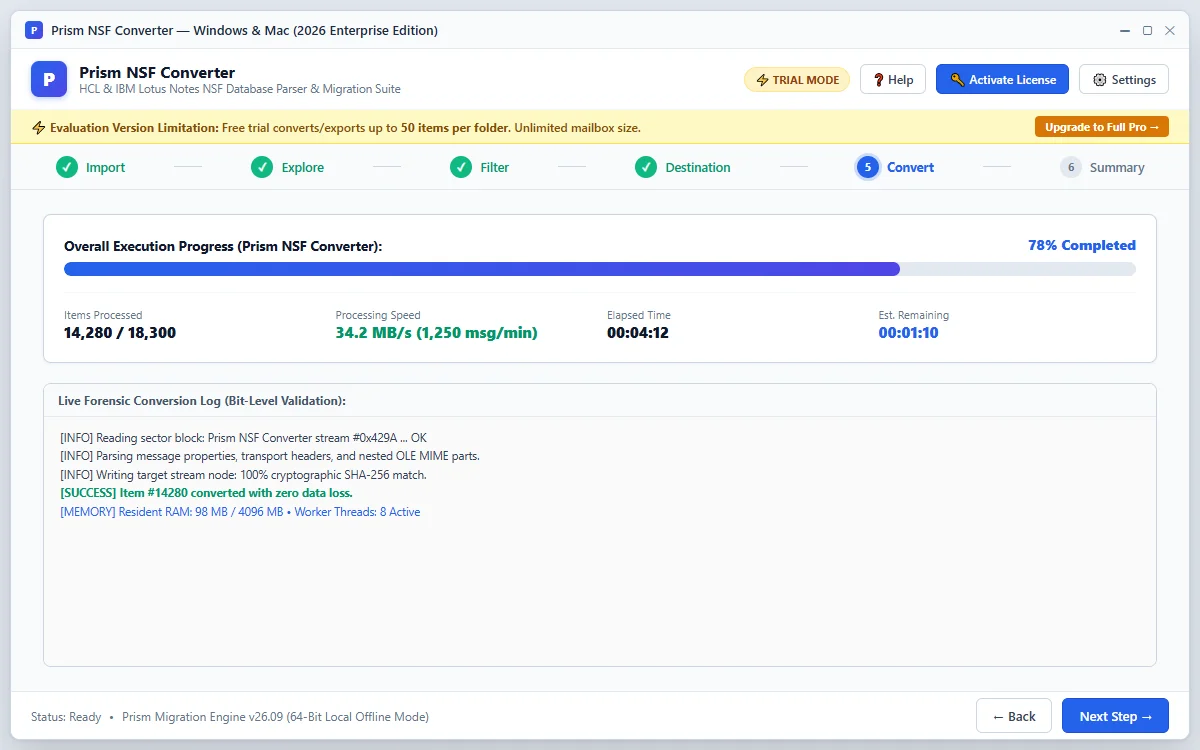Step 05: Start Conversion — NSF Converter Tool (2026 Enterprise Edition) Interface Walkthrough