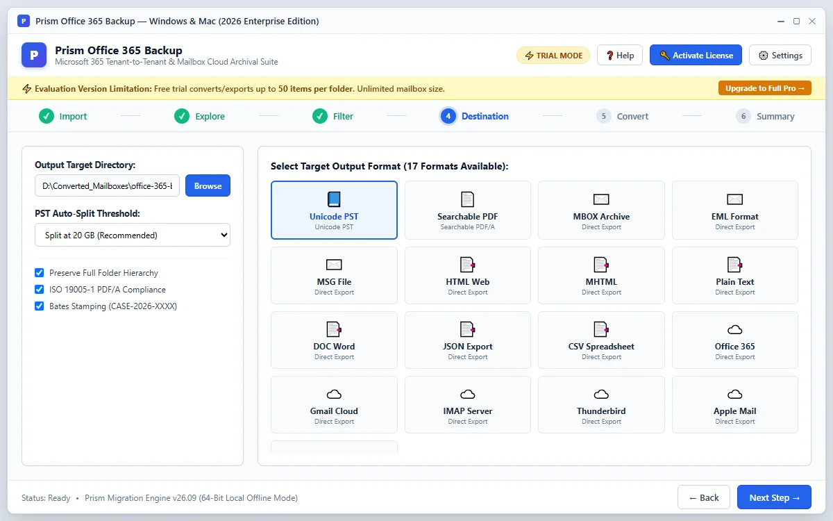 Step 04: Choose Backup Format — Office 365 Backup Tool Interface Walkthrough