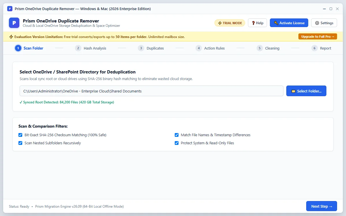 Step 01: Select Folders to Scan — OneDrive Duplicate Remover Interface Walkthrough