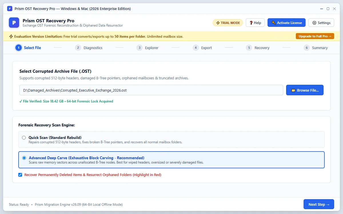 Step 01: Select Damaged OST File — OST Recovery Tool (2026 Enterprise Edition) Interface Walkthrough