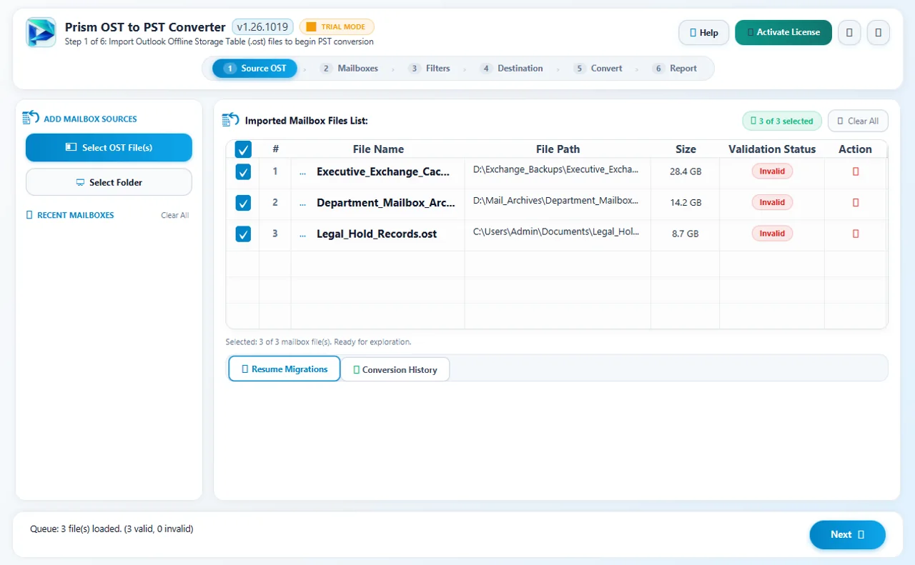 Step 01: Add OST Files or Folder — OST to PST Converter Tool Interface Walkthrough