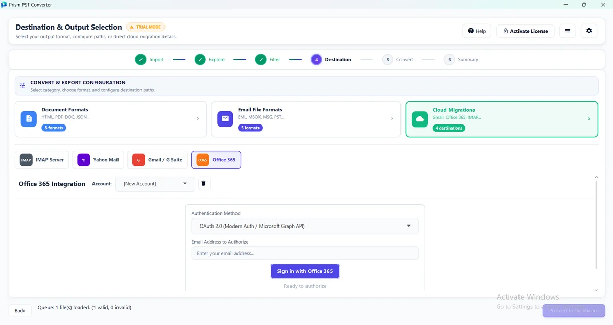 Microsoft 365 Cloud Export Mode — PST Converter Tool