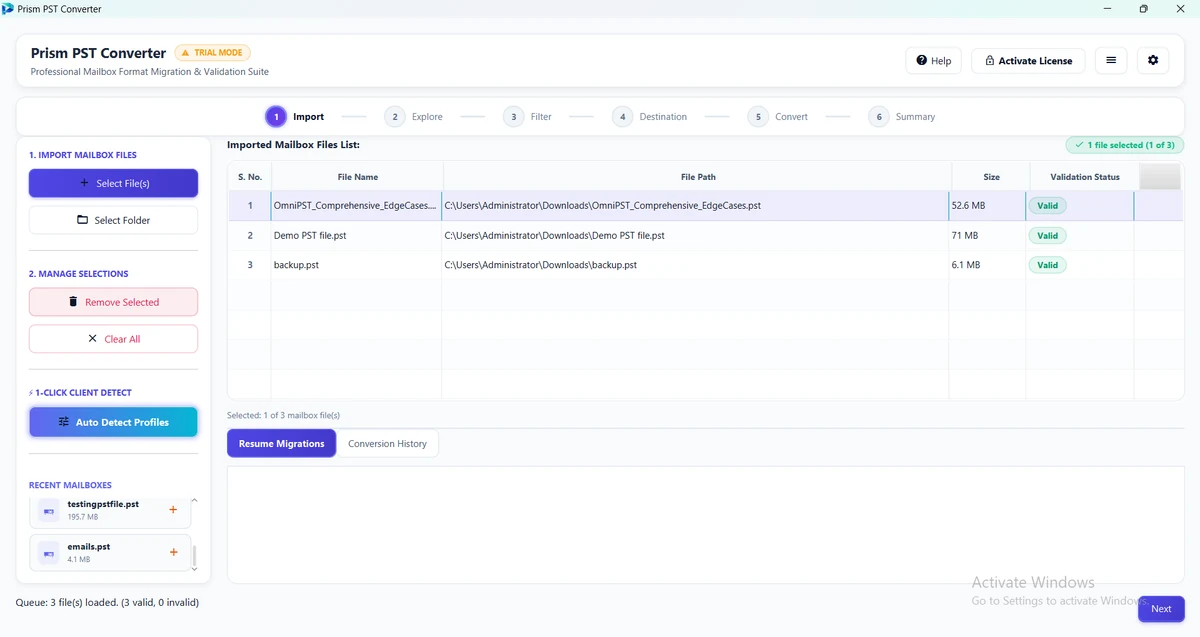 Step 01: Add PST Files or Folder — PST Converter Tool Interface Walkthrough