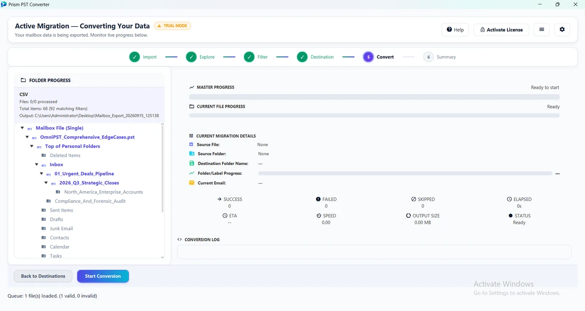 Step 05: Start Conversion — PST Converter Tool Interface Walkthrough