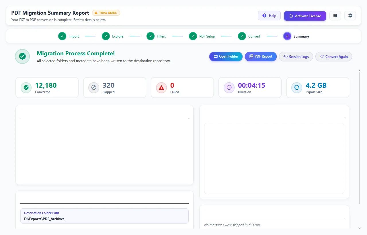 Step 06: Post-Conversion Audit Report & Output Verification — PST to PDF Converter Interface Walkthrough