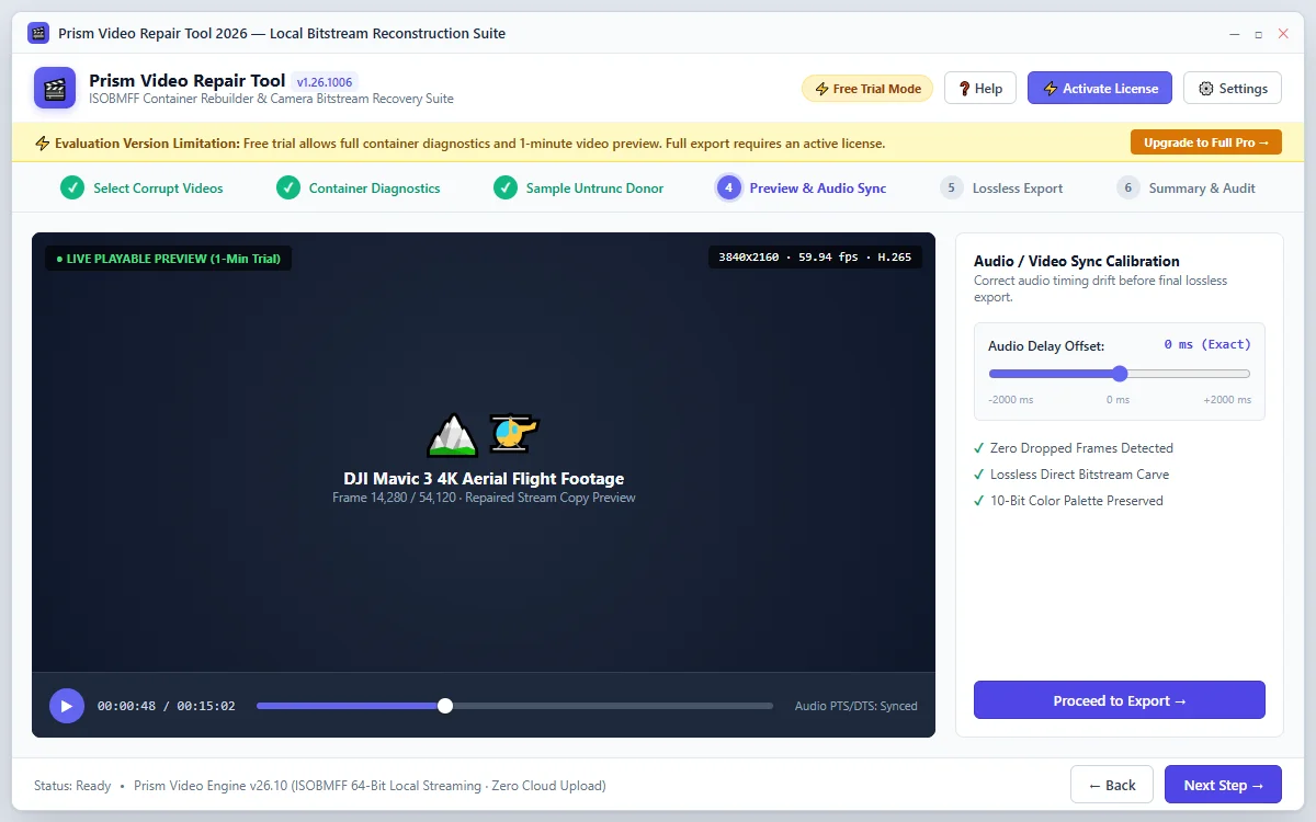 Step 04: Preview Repaired Video & Audio Sync — Video Repair Tool Interface Walkthrough